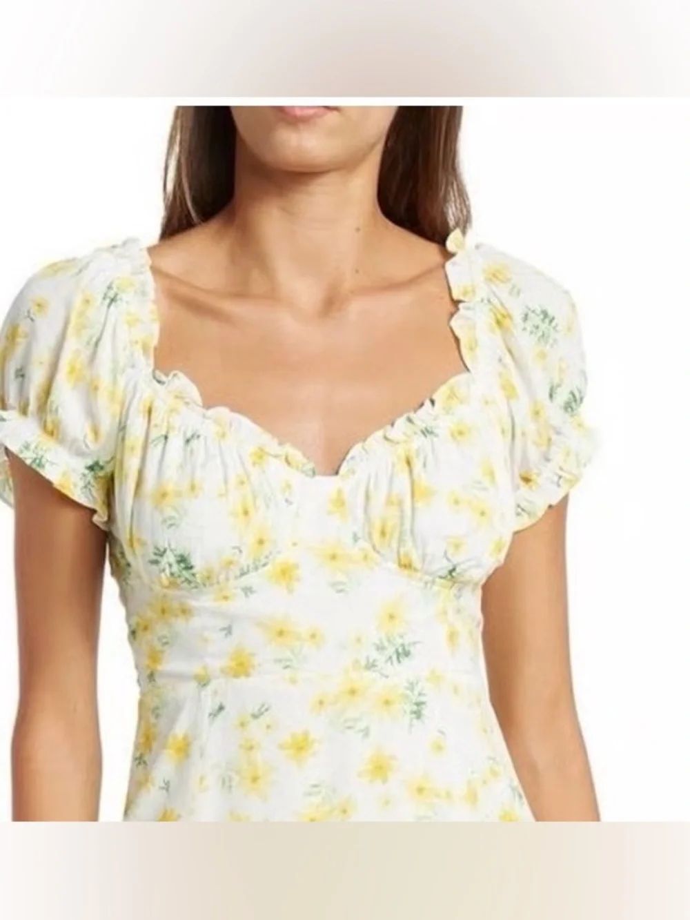 Sophie Rue White Yellow & Green Floral Print top small